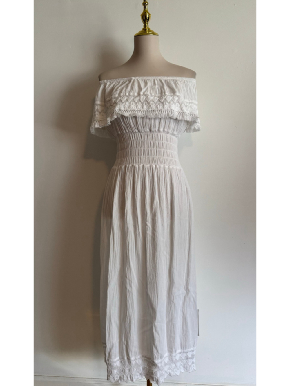 Women's Seaspice White Off-Shoulder Maxi Dress Size S